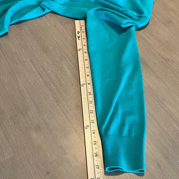 Lands' End Twin Set Teal Cardigan Sweater Size M and Teal Tee Size Large - Picture 9 of 14